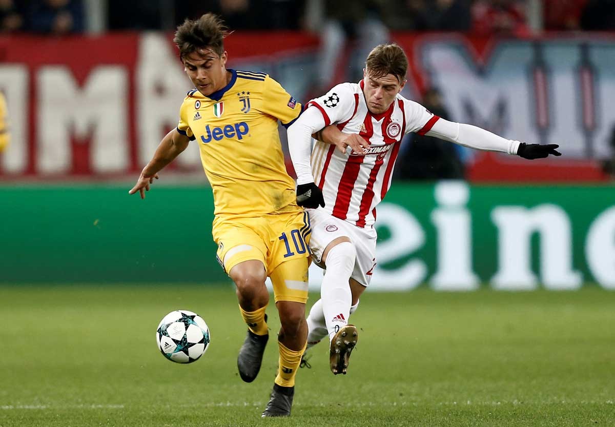 尤文图斯三球完胜奥林匹亚科斯欧冠胜利